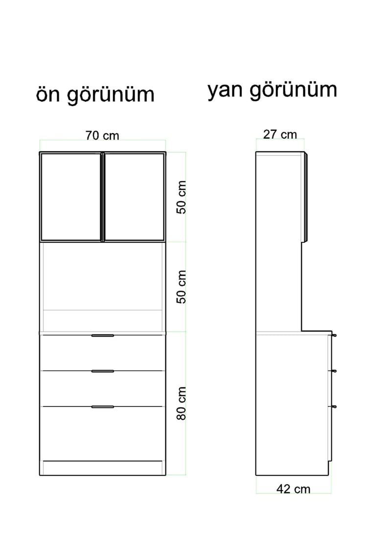 Evdemo Sierra Temperli Cam 4 Kapaklı Ledli Kahve Köşesi Mutfak Kiler Dolabı Çam