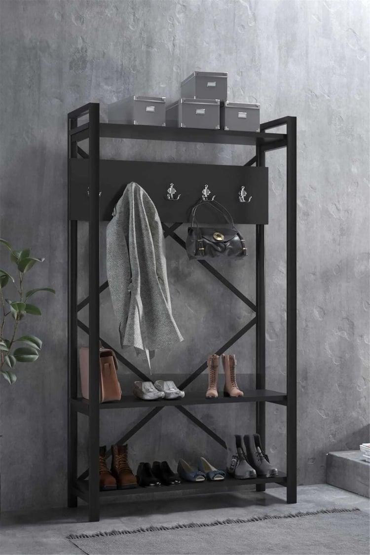 Evdemo Siyah Berceste Vestiyer Portmanto