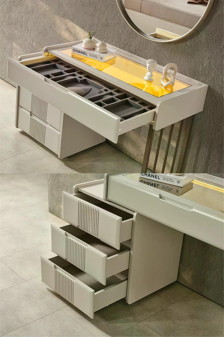 Eymense Akra Aynalı Şifonyer Krem