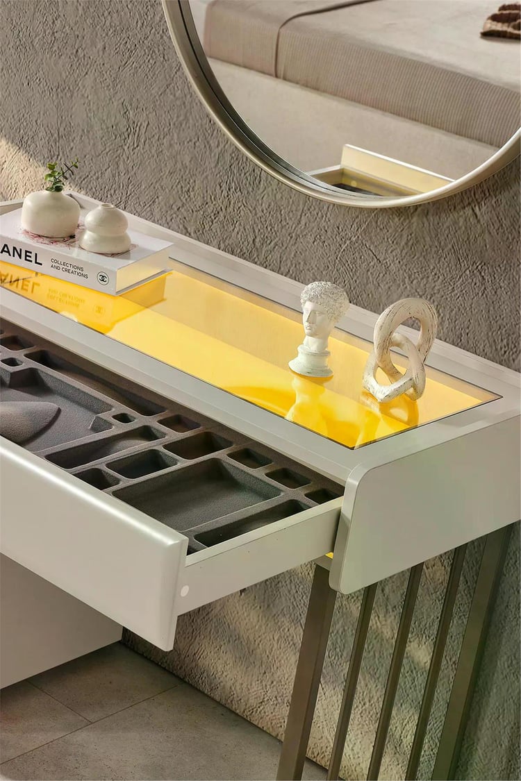 Eymense Akra Aynalı Şifonyer Krem