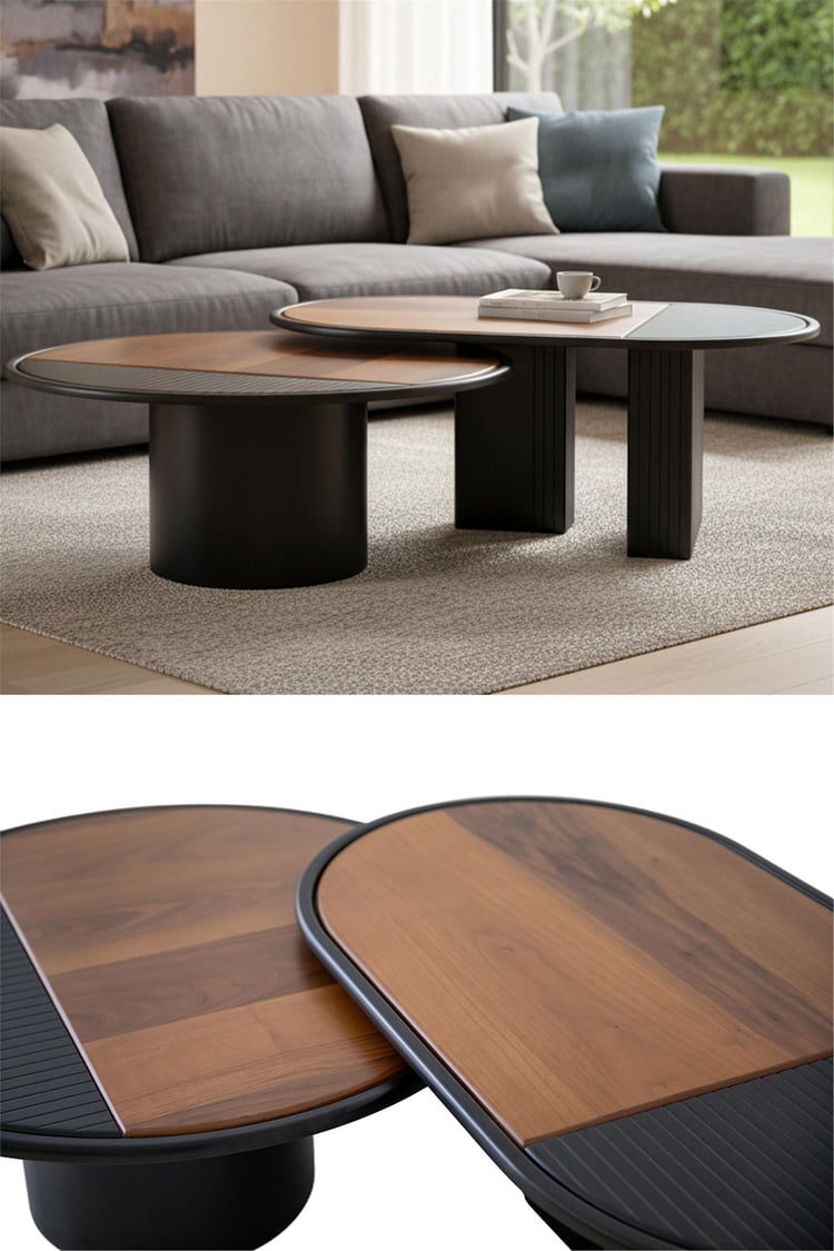 Eymense Asus İkili Orta Sehpa Seti Ceviz