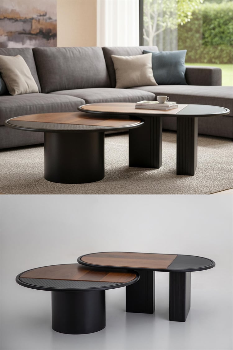 Eymense Asus İkili Orta Sehpa Seti Ceviz