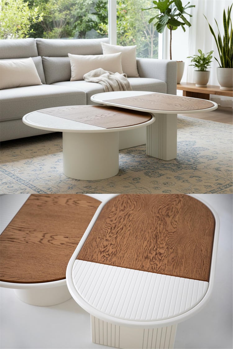 Eymense Asus İkili Orta Sehpa Seti Meşe