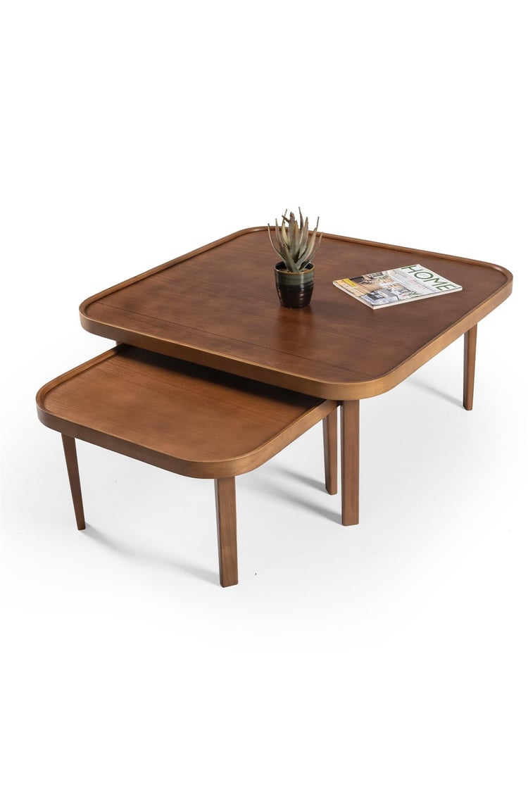 Eymense Hera Ceviz Yan Sehpalı İkili Orta Sehpa Ceviz