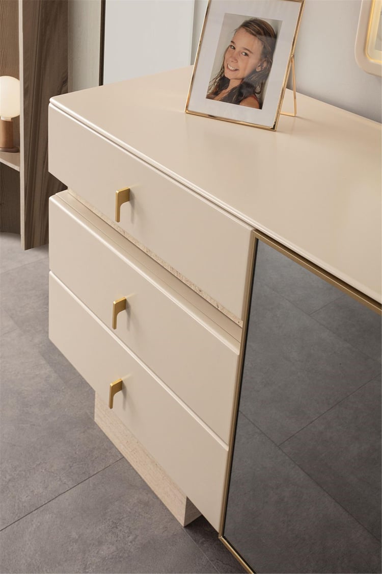 Eymense Kyoto Aynalı Yemek Odası Konsolu Krem