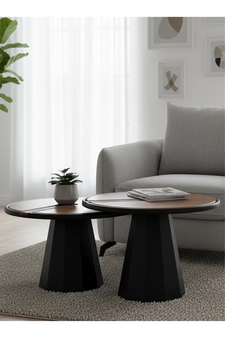 Eymense Lina İkili Orta Sehpa Seti Ceviz