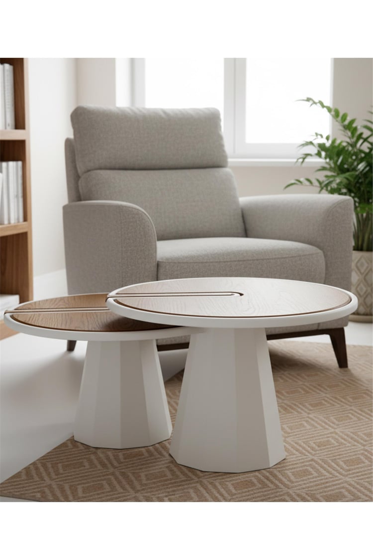 Eymense Lina İkili Orta Sehpa Seti Meşe