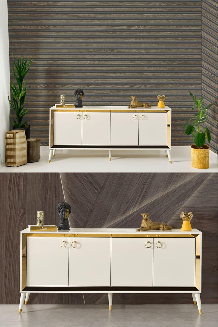 Eymense Lotus Gold Modern Konsol Beyaz