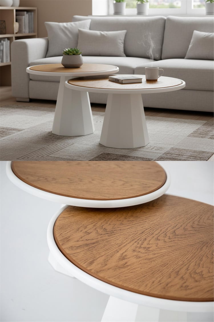 Eymense Luna İkili Orta Sehpa Seti Meşe