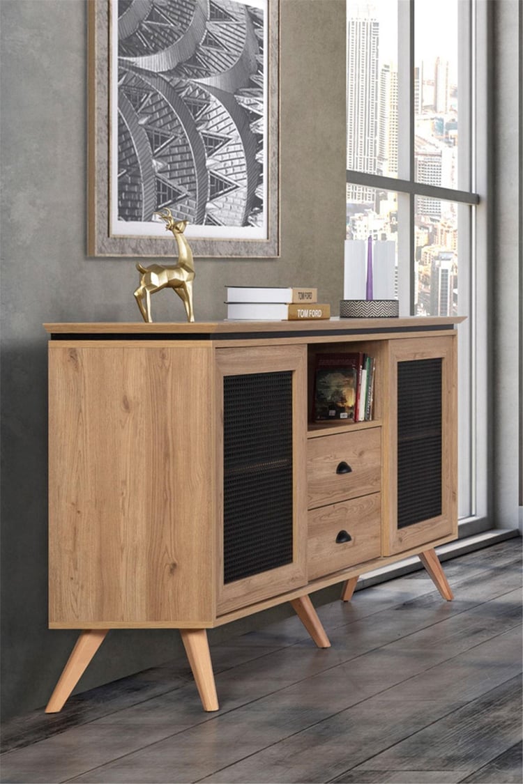 Eymense Mardin Siyah Ofis Konsolu Ceviz