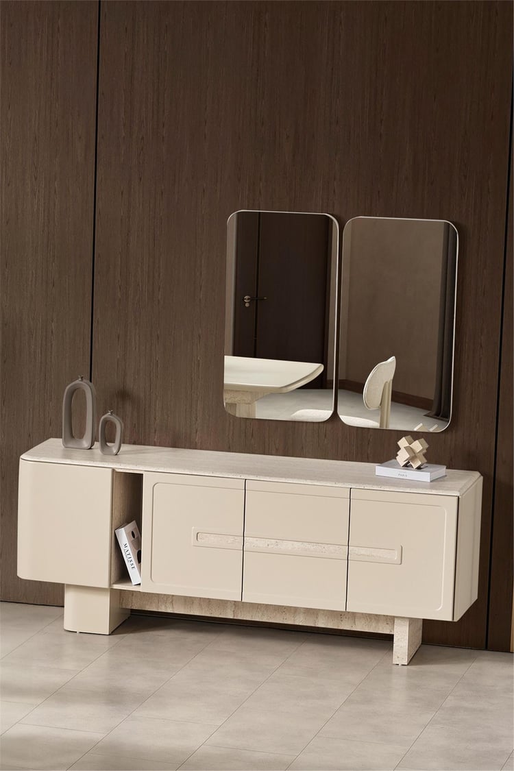 Eymense Milano Aynalı Konsol Bej