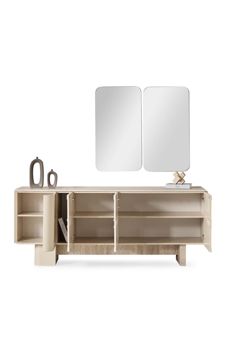 Eymense Milano Aynalı Konsol Bej