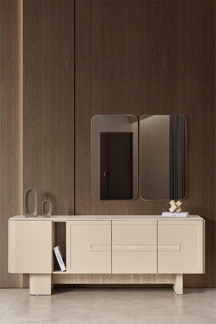 Eymense Milano Aynalı Konsol Bej