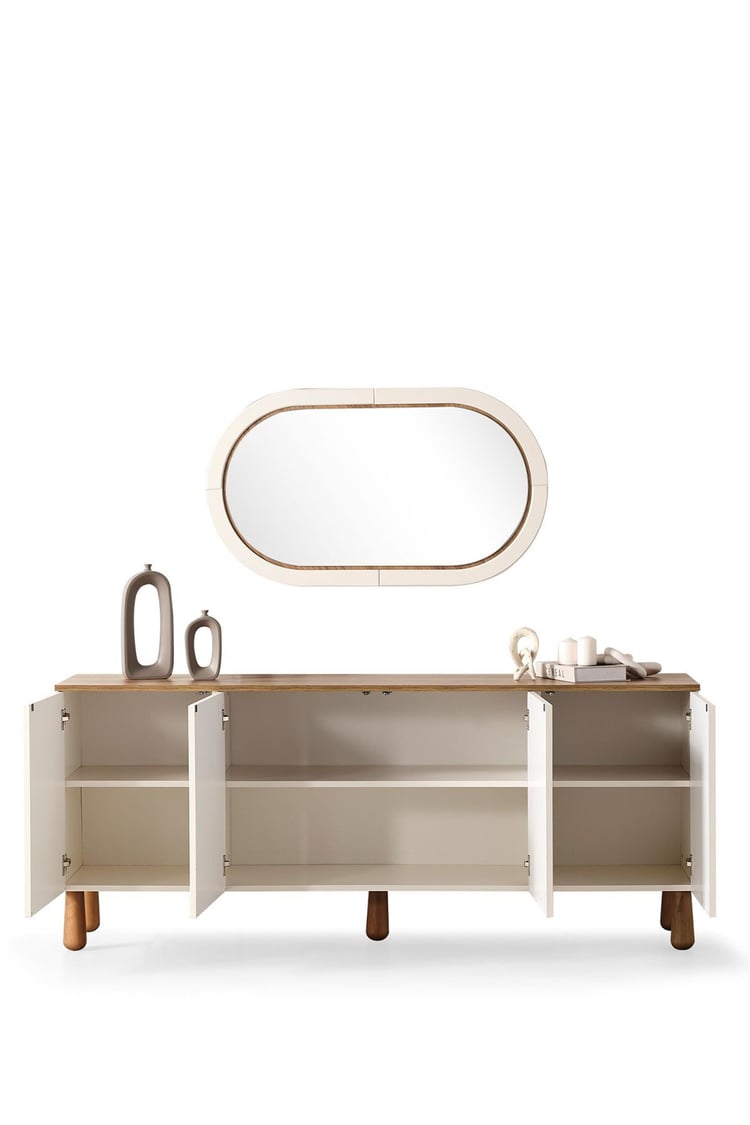 Eymense Modi Bohem Aynalı Konsol Krem