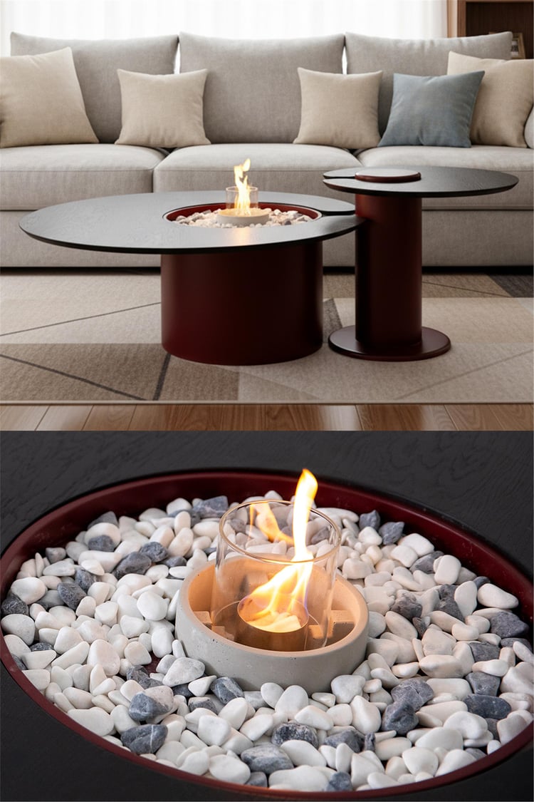 Eymense Monza Şömineli İkili Orta Sehpa Seti