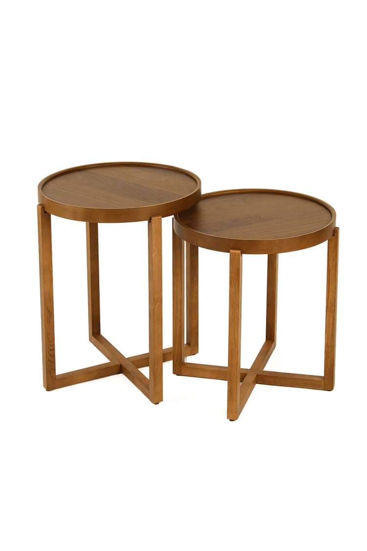 Eymense Nil İkili Zigon Sehpa Meşe