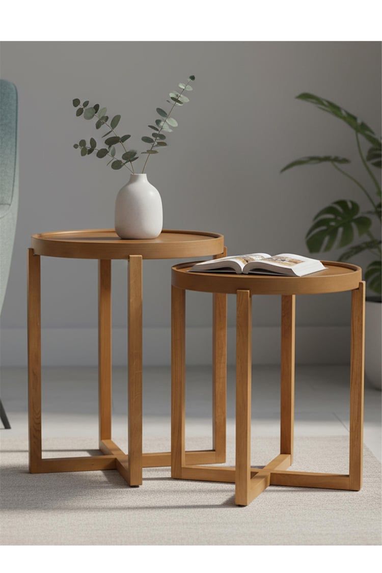 Eymense Nil İkili Zigon Sehpa Meşe