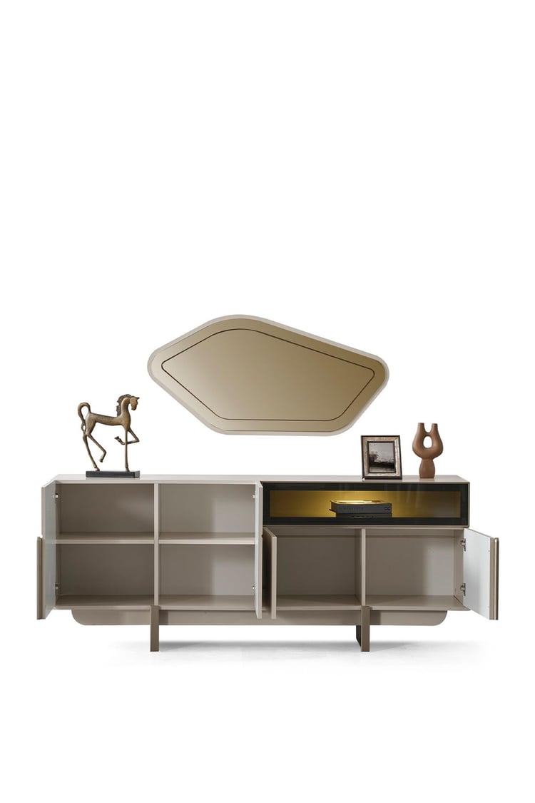 Eymense Oslo Aynalı Yemek Odası Konsolu Krem