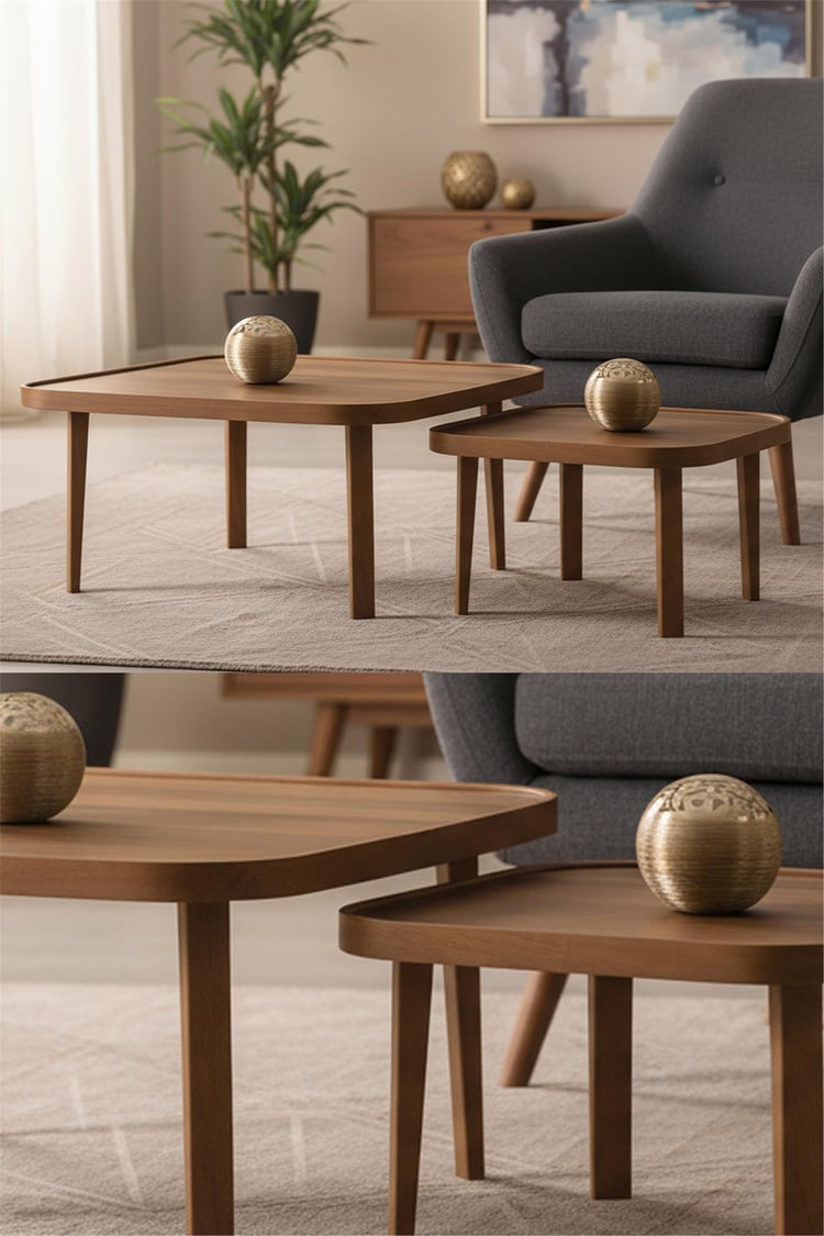 Eymense Pera Orta Sehpa İkili Set Meşe