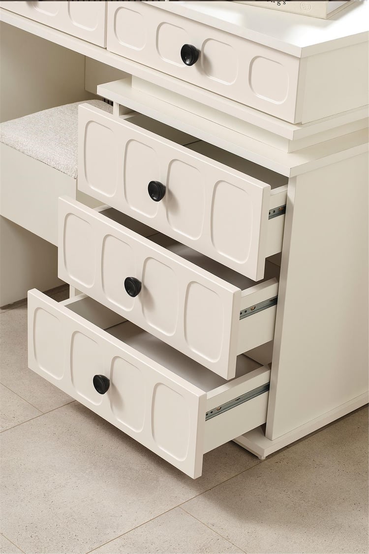 Eymense Petek Modern Aynalı Şifonyer Krem