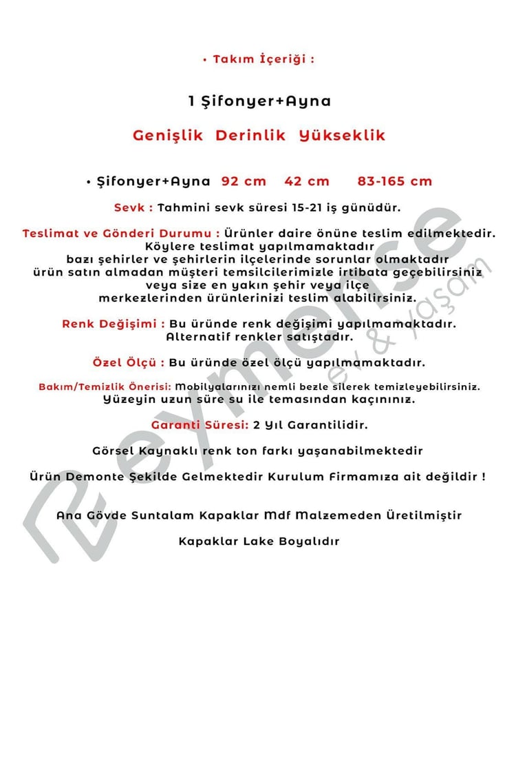 Eymense Petek Modern Aynalı Şifonyer Krem