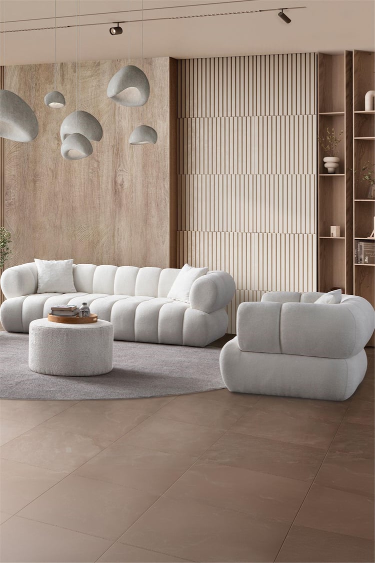 Eymense Petra Modern Koltuk Takımı 3+1 Krem
