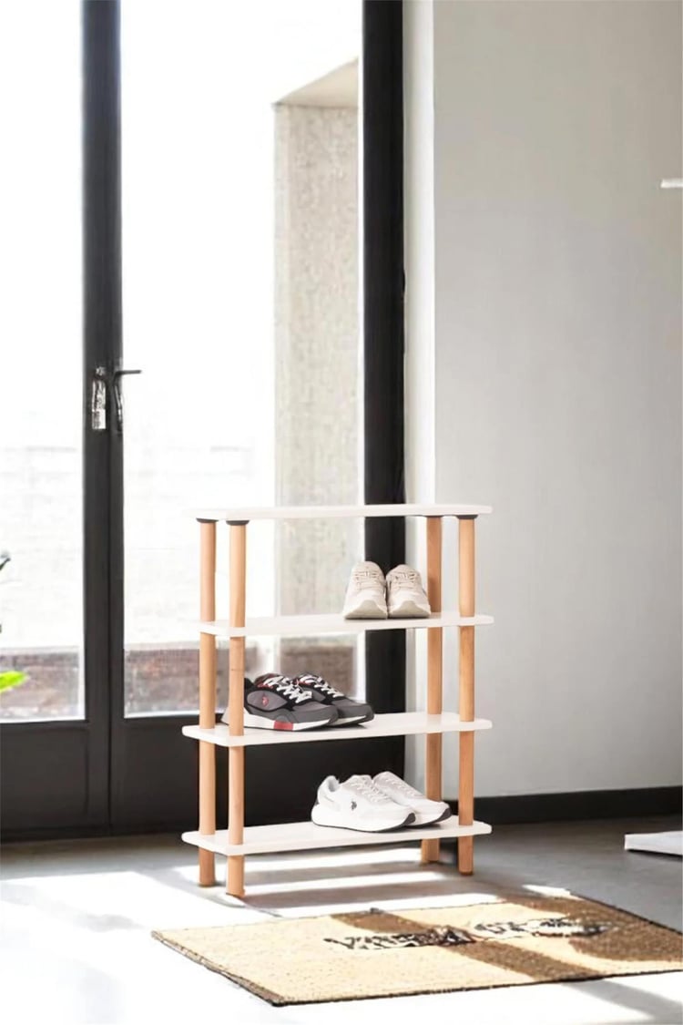 Eymense Pia 4 Raflı Kitaplık Çok Amaçlı Dolap Beyaz