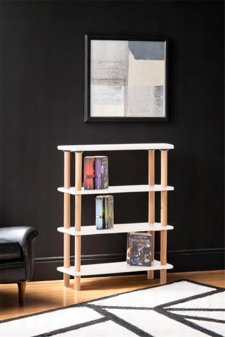 Eymense Pia 4 Raflı Kitaplık Çok Amaçlı Dolap Beyaz