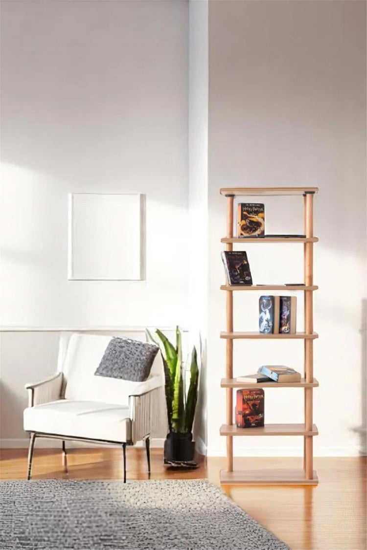 Eymense Pia 7 Raflı Kitaplık Çok Amaçlı Dolap Ceviz