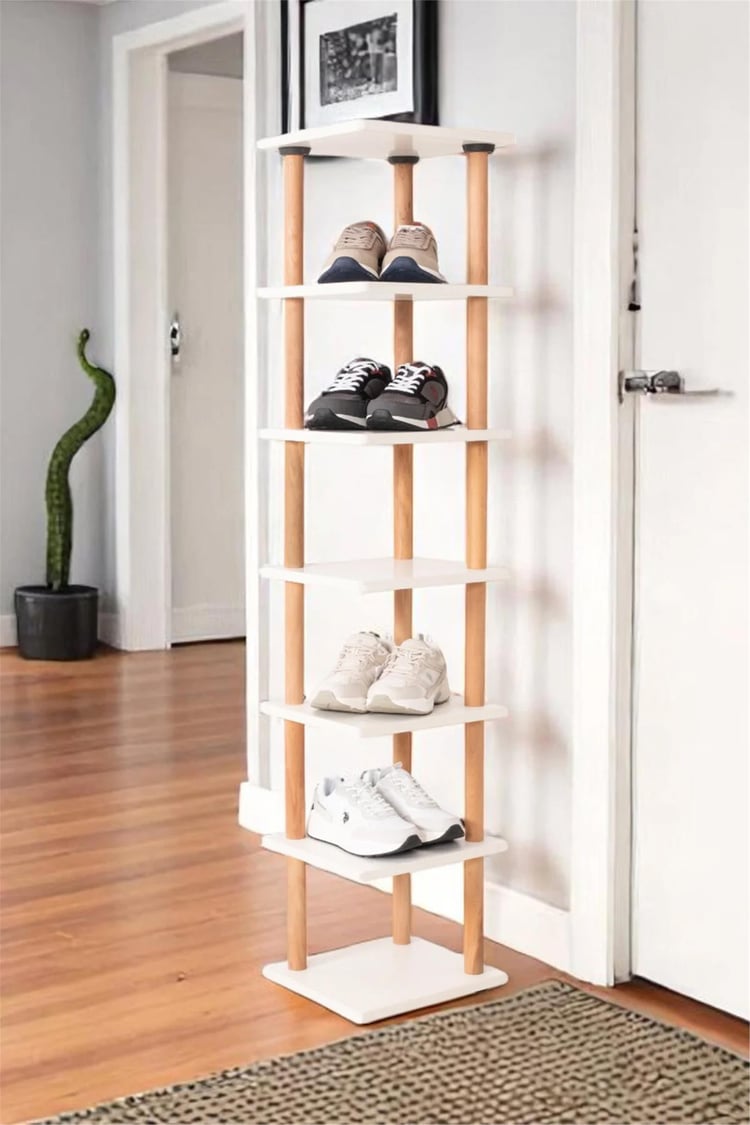 Eymense Pia 7 Raflı Kitaplık Çok Amaçlı Dolap Beyaz