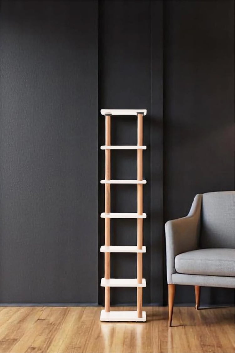 Eymense Pia 7 Raflı Kitaplık Çok Amaçlı Dolap Beyaz