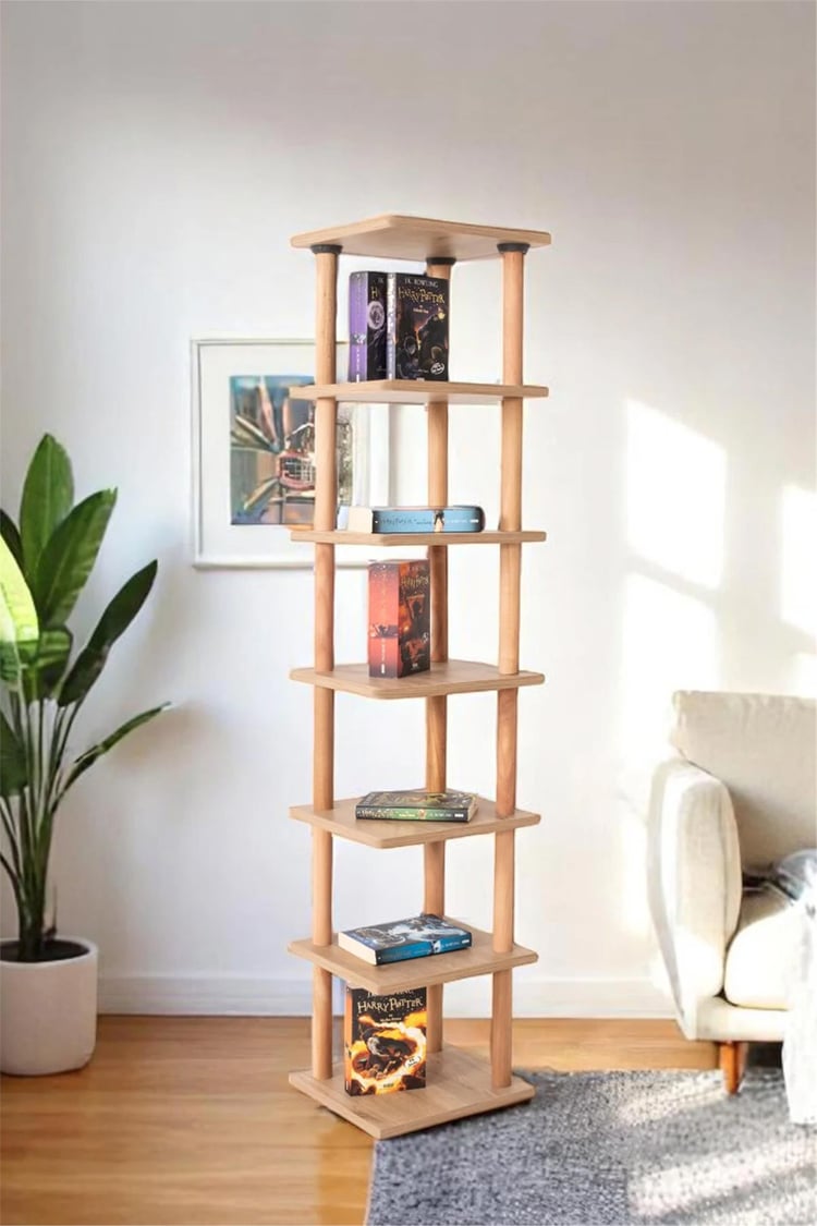 Eymense Pia 7 Raflı Kitaplık Çok Amaçlı Dolap Ceviz