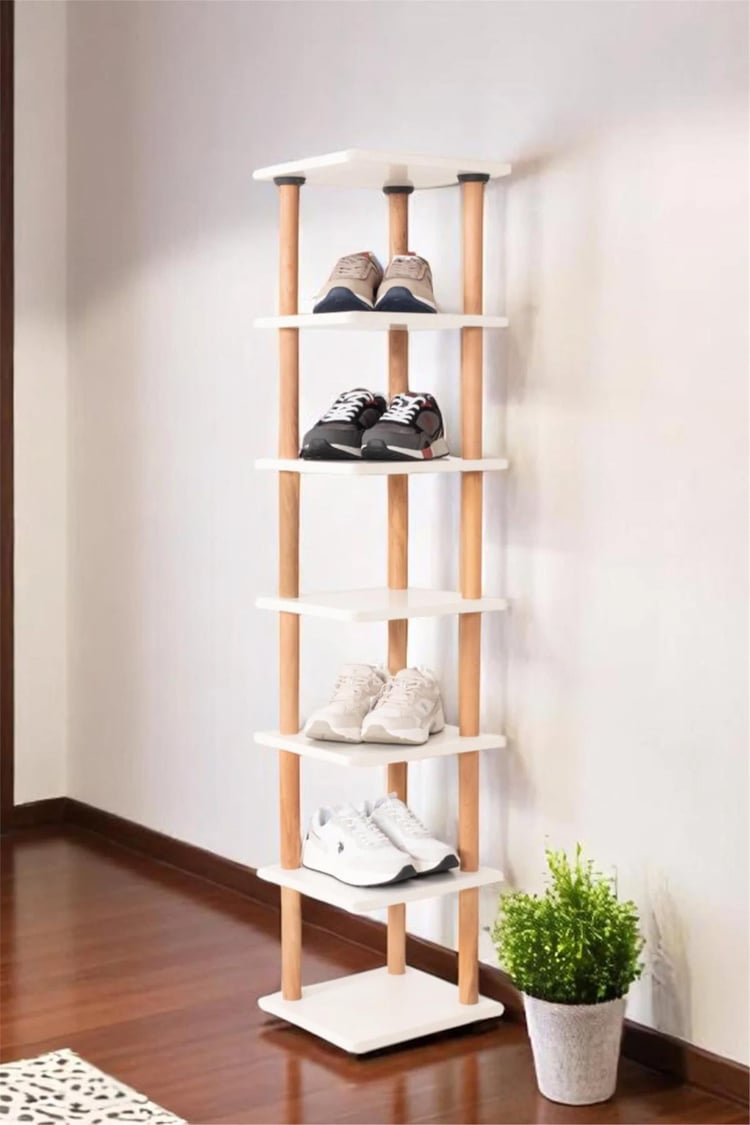 Eymense Pia 7 Raflı Kitaplık Çok Amaçlı Dolap Beyaz