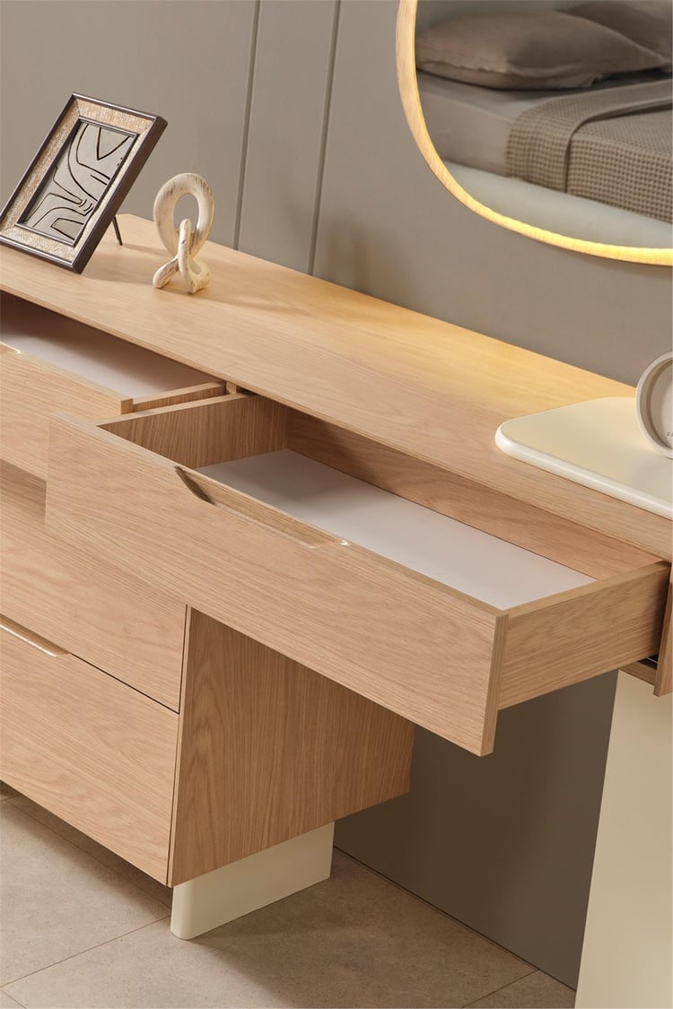 Eymense Prizma Aynalı Şifonyer Krem