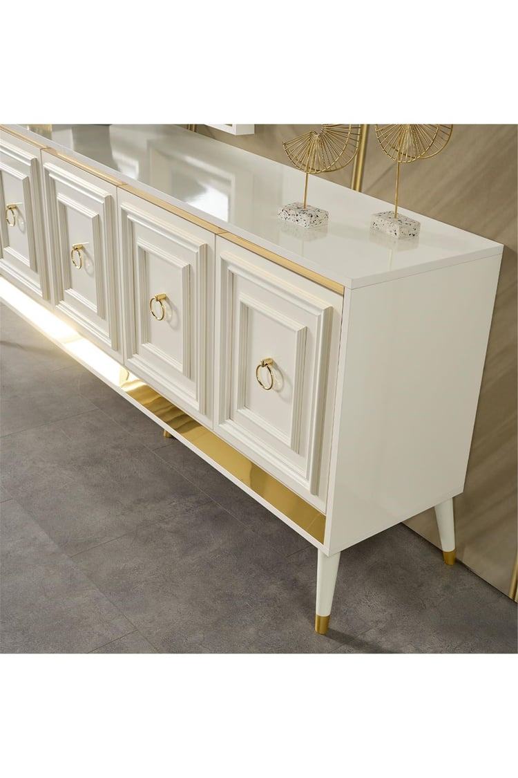 Eymense Rosa Gold Modern Konsol Beyaz