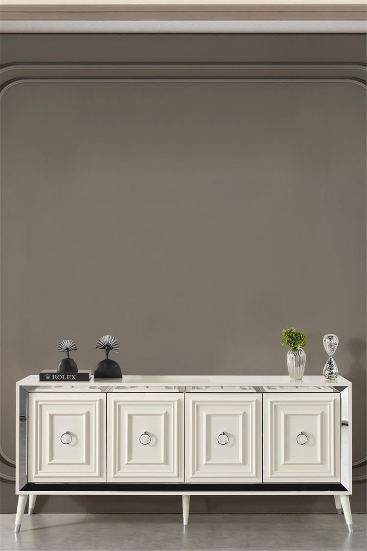 Eymense Rosa Silver Modern Konsol Beyaz