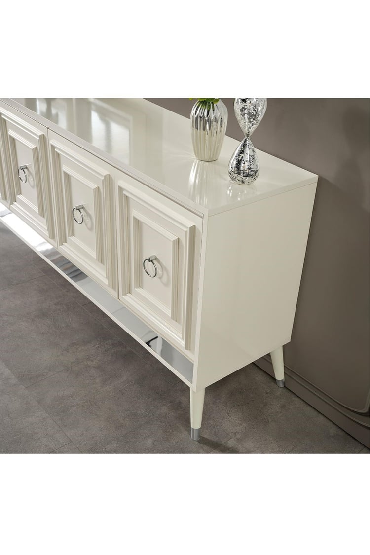 Eymense Rosa Silver Modern Konsol Beyaz