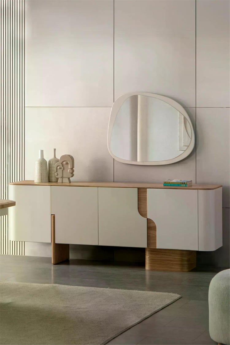 Eymense Salda Aynalı Yemek Odası Konsolu Krem