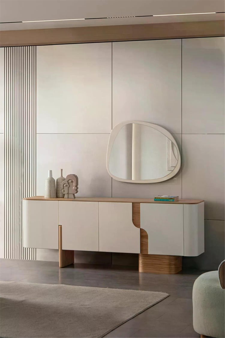 Eymense Salda Aynalı Yemek Odası Konsolu Krem