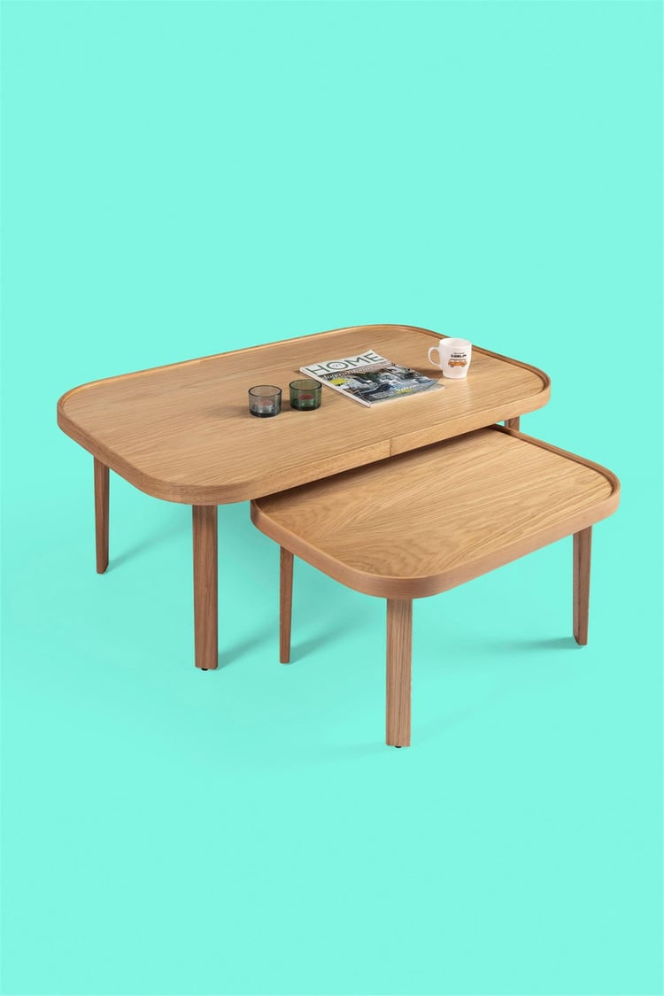 Eymense Verona Meşe Yan Sehpalı İkili Orta Sehpa Meşe