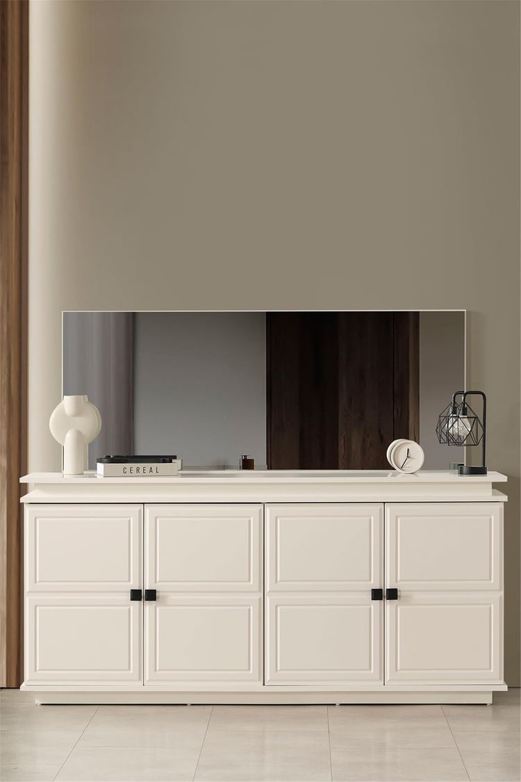 Eymense Vizyon Modern Yemek Odası Konsol Ayna Krem