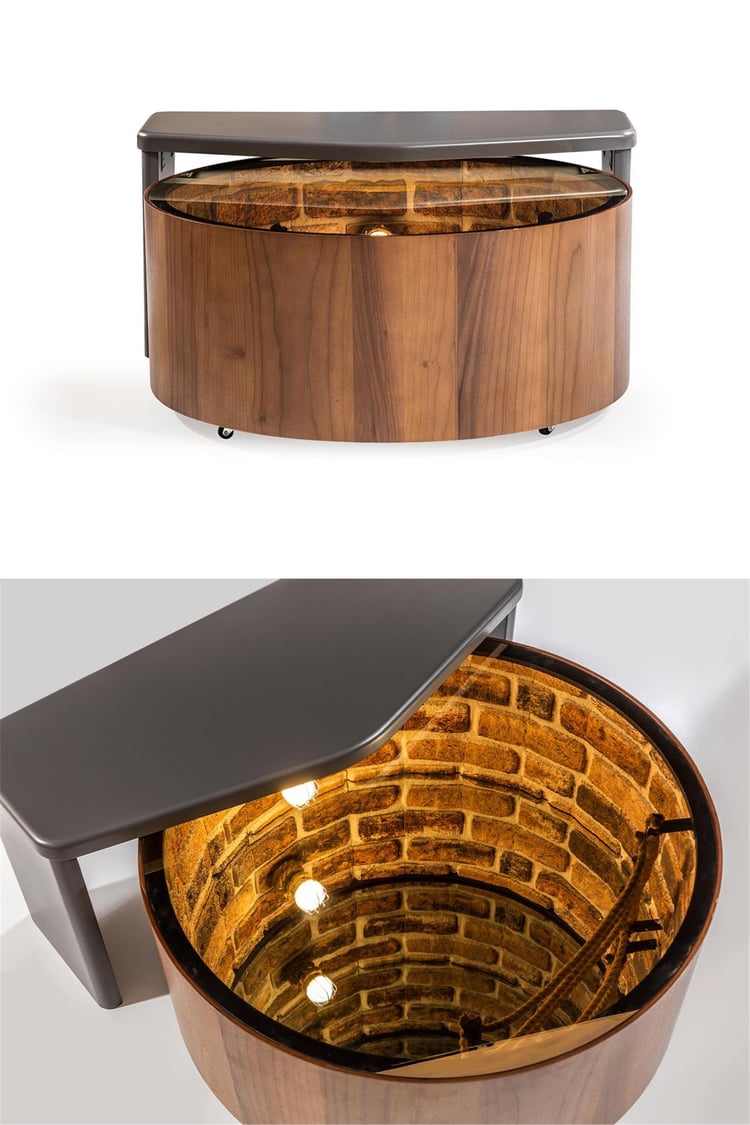 Eymense Woodwell 3D Boyutlu Sonsuz Puflu Modüllü İkili Orta Sehpa Ceviz