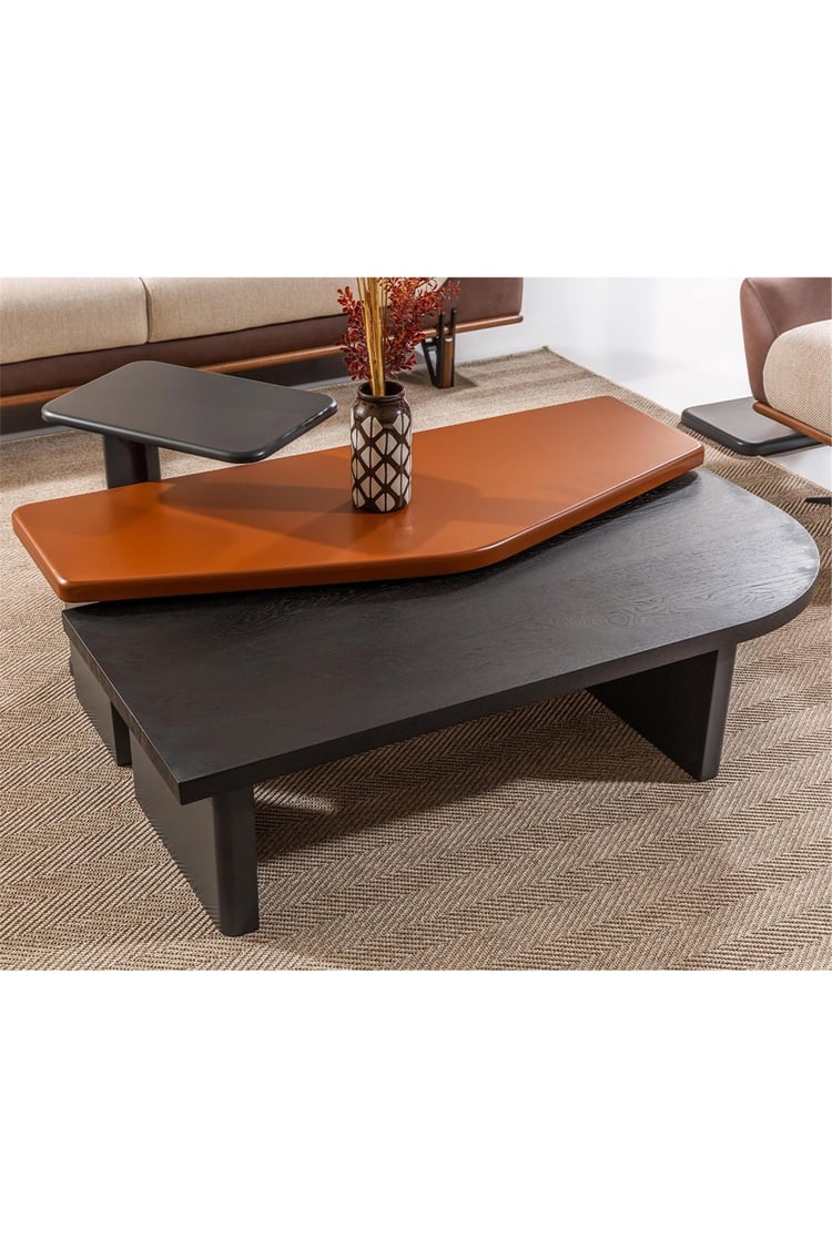 Eymense Zenn Meşe Modüllü Üçlü Orta Sehpa Ceviz