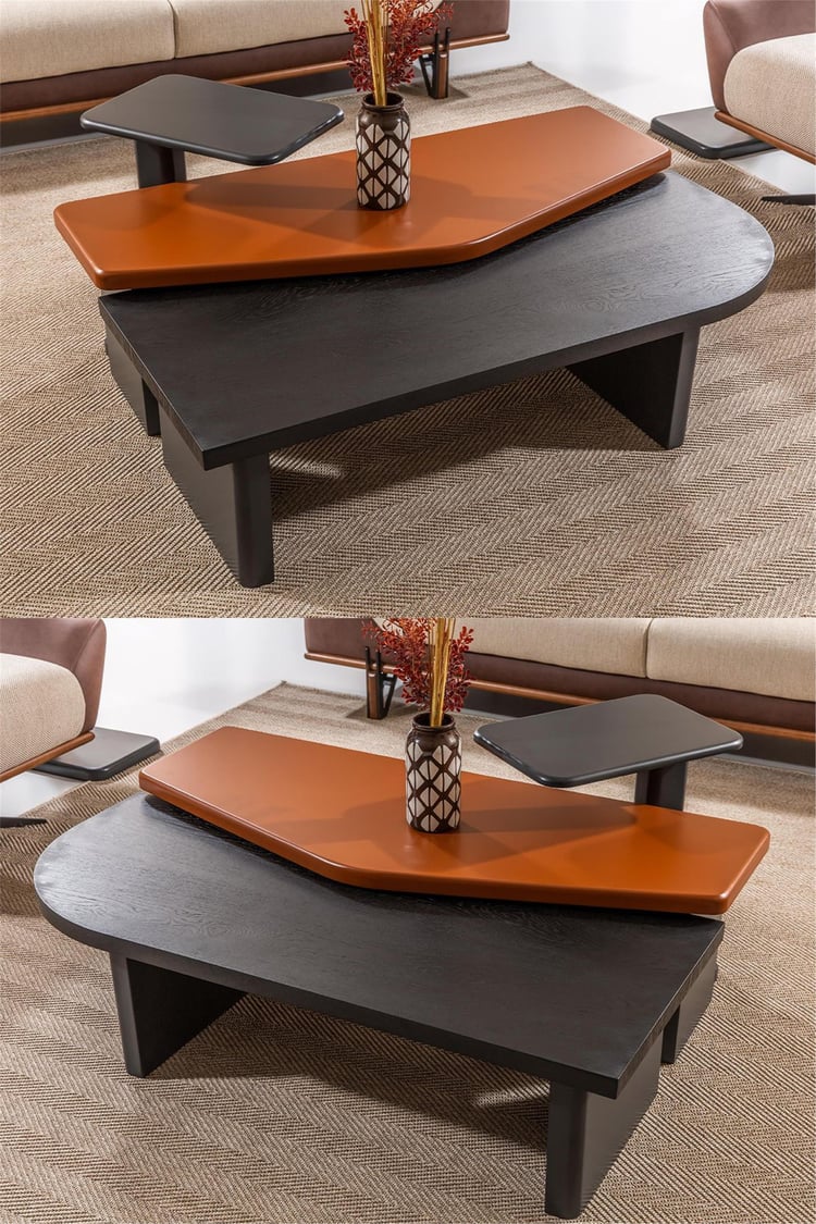 Eymense Zenn Meşe Modüllü Üçlü Orta Sehpa Ceviz