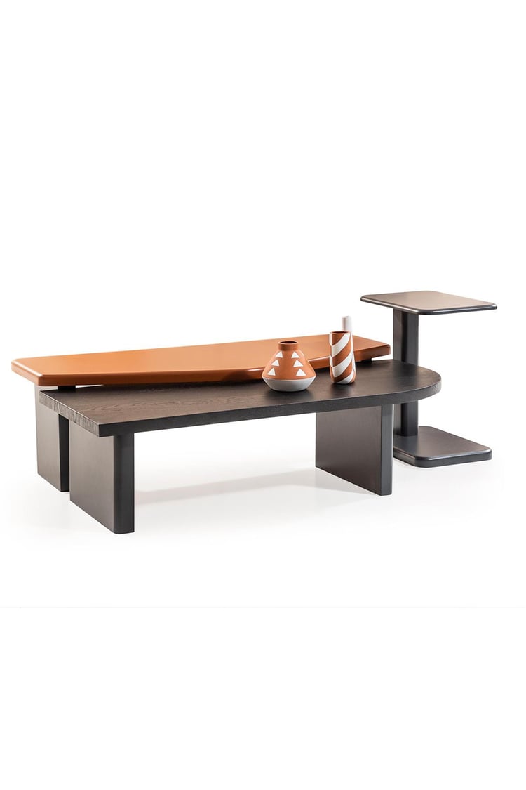 Eymense Zenn Meşe Modüllü Üçlü Orta Sehpa Ceviz