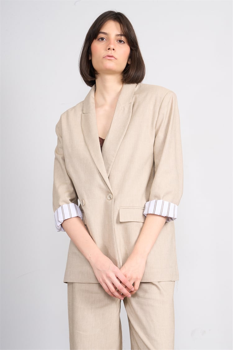 Fithit 5316 Kadın Oversize Ceket Bej