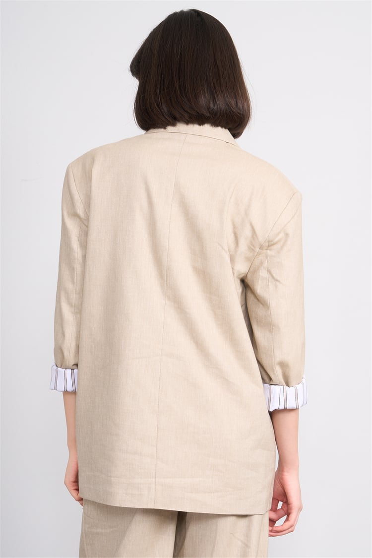Fithit 5316 Kadın Oversize Ceket Bej
