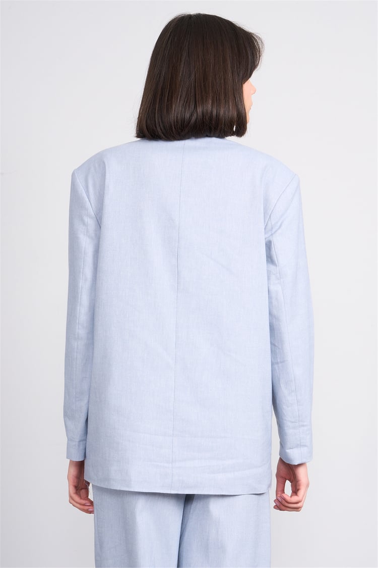 Fithit 5316 Kadın Oversize Ceket Mavi