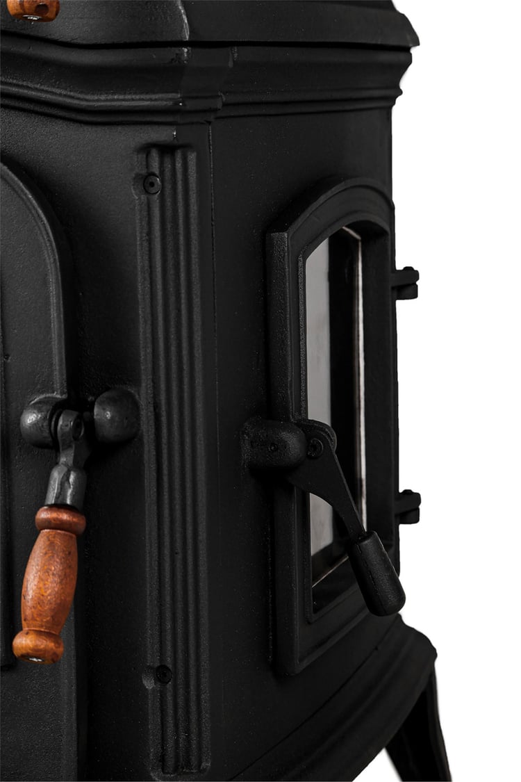 FLAME STOVE Altara 3 Camlı Yan Kapaklı Fırınlı Döküm Şömine Soba (34YK)