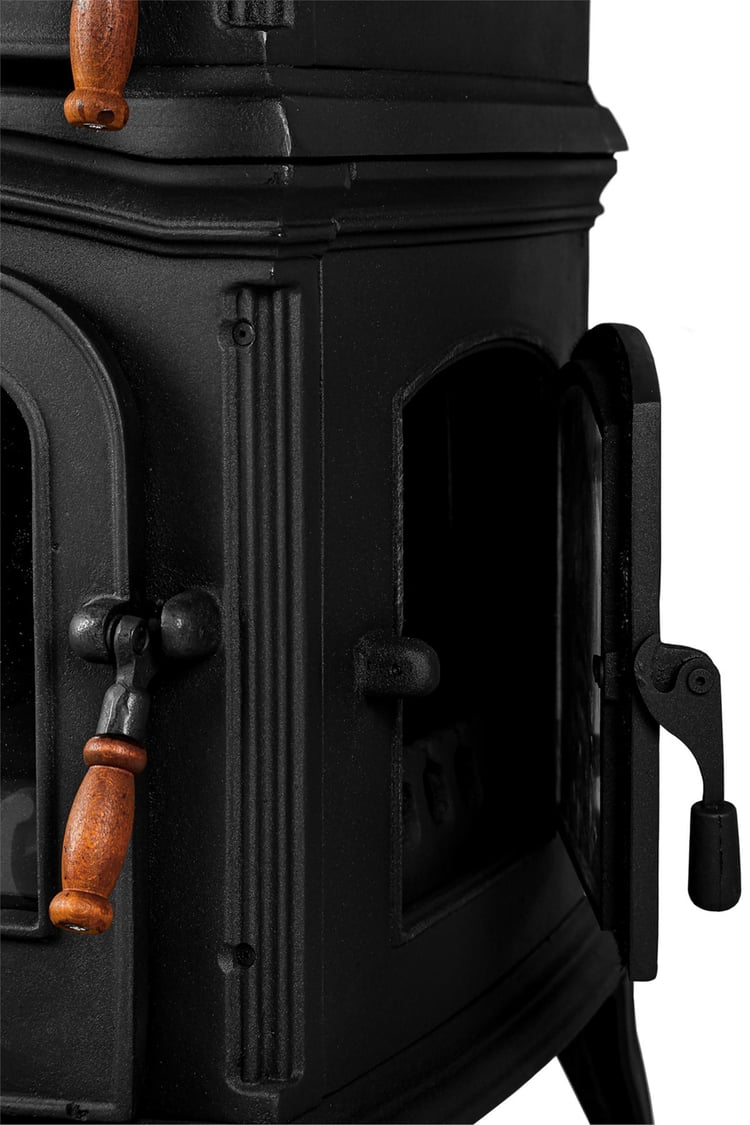 FLAME STOVE Altara 3 Camlı Yan Kapaklı Fırınlı Döküm Şömine Soba (34YK)